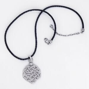Brighton Interlok Lace Celtic Knot Leather Cord Pendant Necklace 24-26 Inch